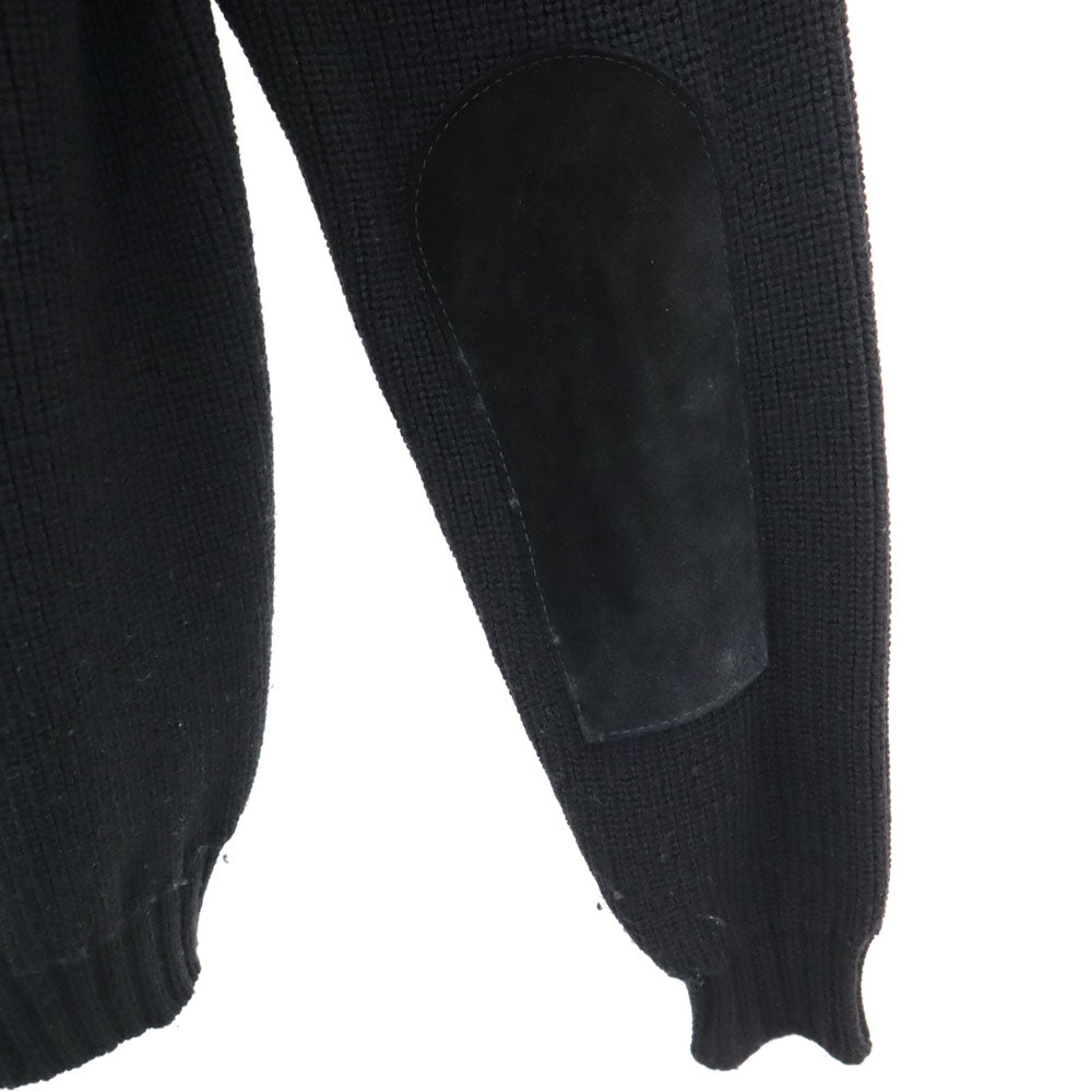 WILLIAM LOCKIE ウィリアムロッキー スコットランド製 ウール オールド 長袖 エルボーパッチ セーター 36 ブラック ニット メンズ