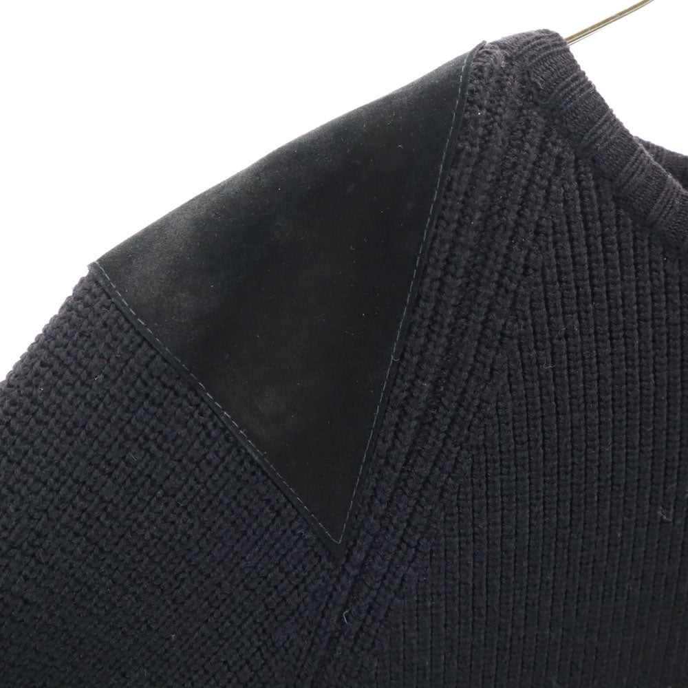 WILLIAM LOCKIE ウィリアムロッキー スコットランド製 ウール オールド 長袖 エルボーパッチ セーター 36 ブラック ニット メンズ