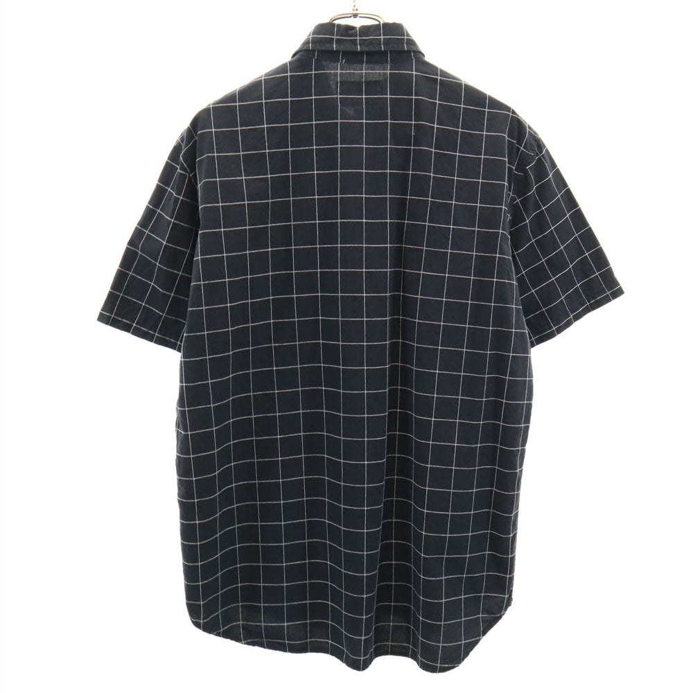 アルファ ウィンドウペン チェック柄 半袖 ワークシャツ L チャコールブラック ALPHA メンズ