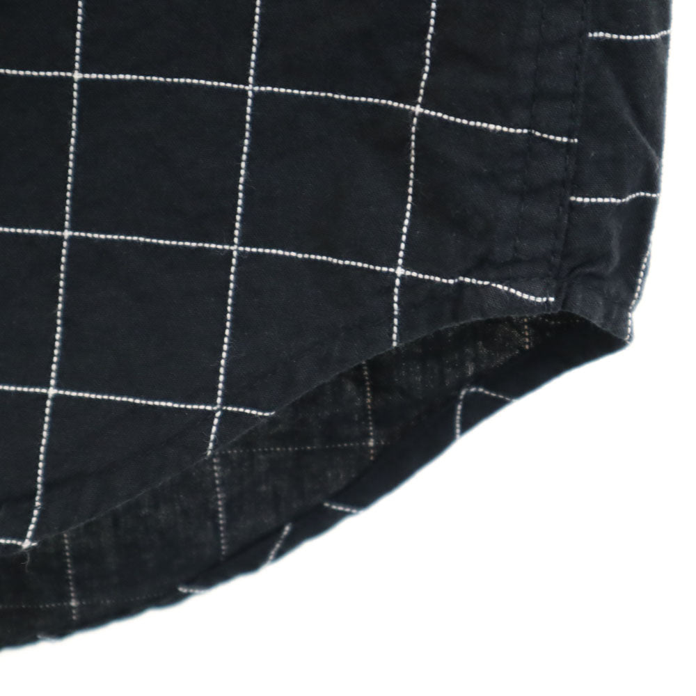 アルファ ウィンドウペン チェック柄 半袖 ワークシャツ L チャコールブラック ALPHA メンズ