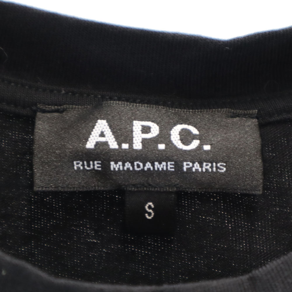 アーペーセー 日本製 フロッキープリント 半袖 Tシャツ S ブラック A.P.C. メンズ