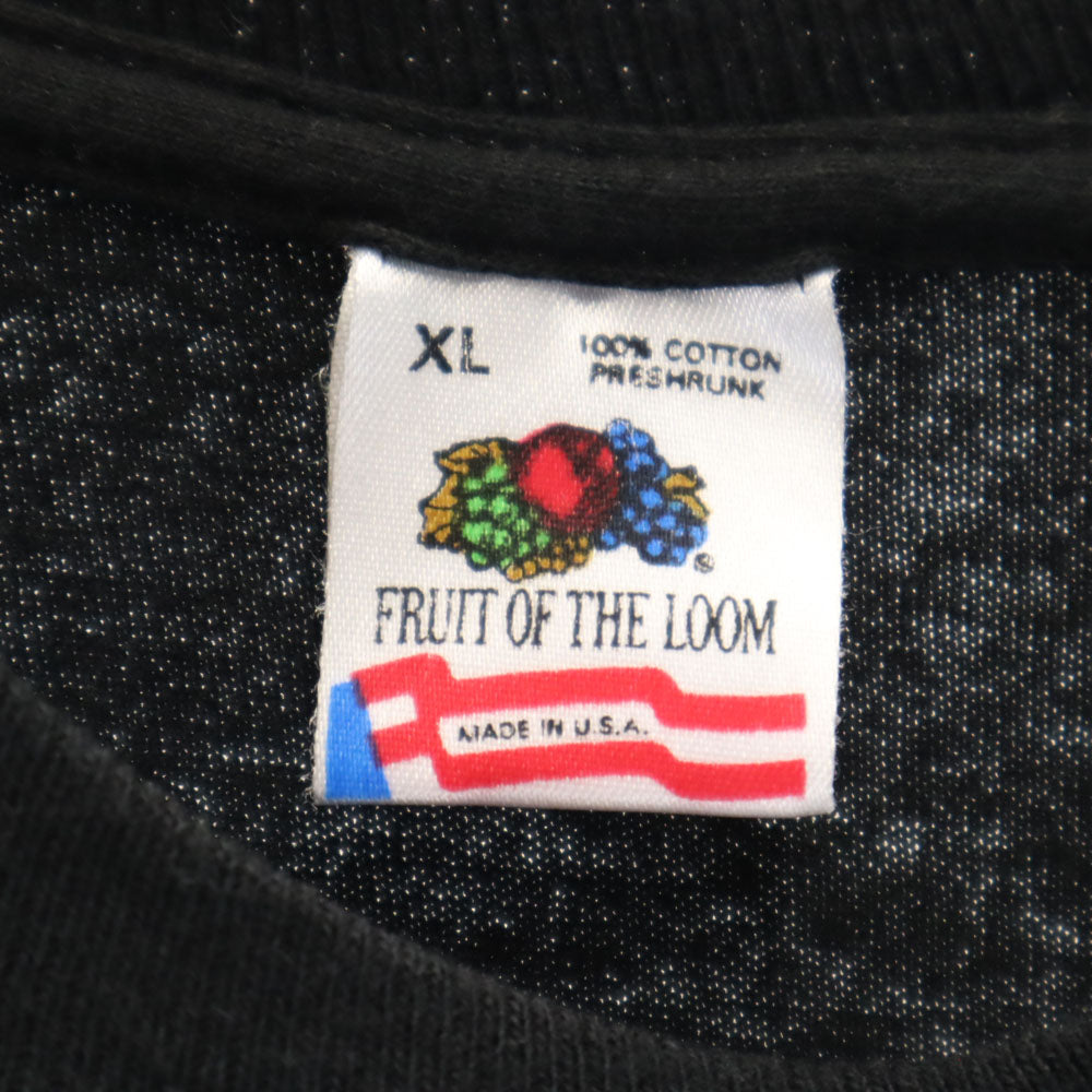 FRUIT OF THE LOOM フルーツオブザルーム 90s USA製 オールド アートT ベア プリント 半袖 Tシャツ XL ブラック クマ シングルステッチ メンズ