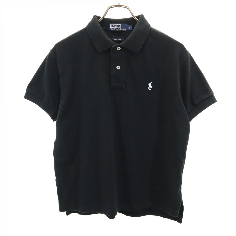 ポロバイラルフローレン 半袖 ポロシャツ S ブラック Polo by Ralph Lauren 鹿の子 CUSTOM FIT メンズ