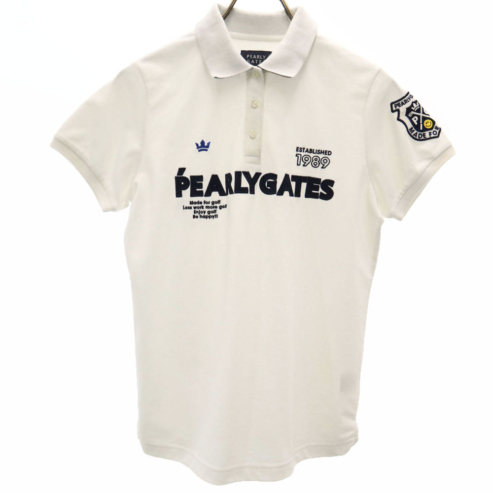 パーリーゲイツ 日本製 ゴルフ 半袖 ポロシャツ 1 ホワイト PEARLY GATES 鹿の子 レディース