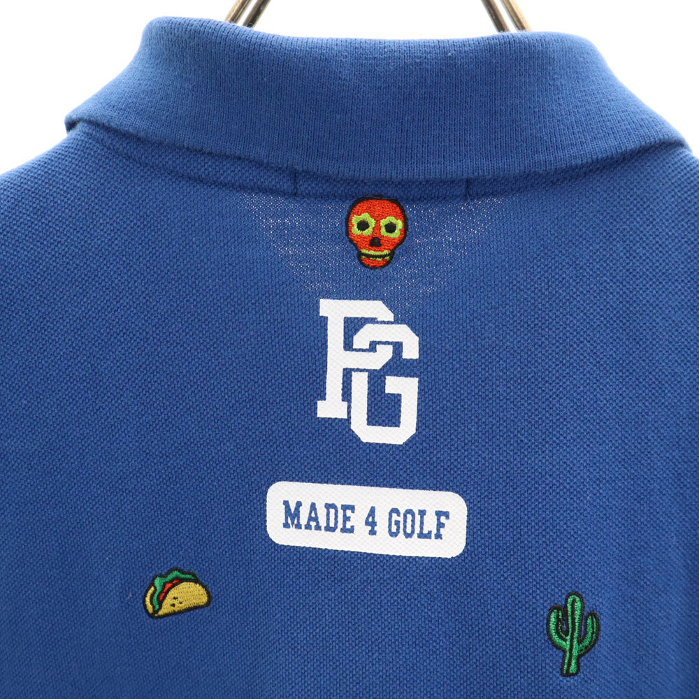 パーリーゲイツ 日本製 ゴルフ 半袖 ポロシャツ 1 ブルー PEARLY GATES 鹿の子 レディース