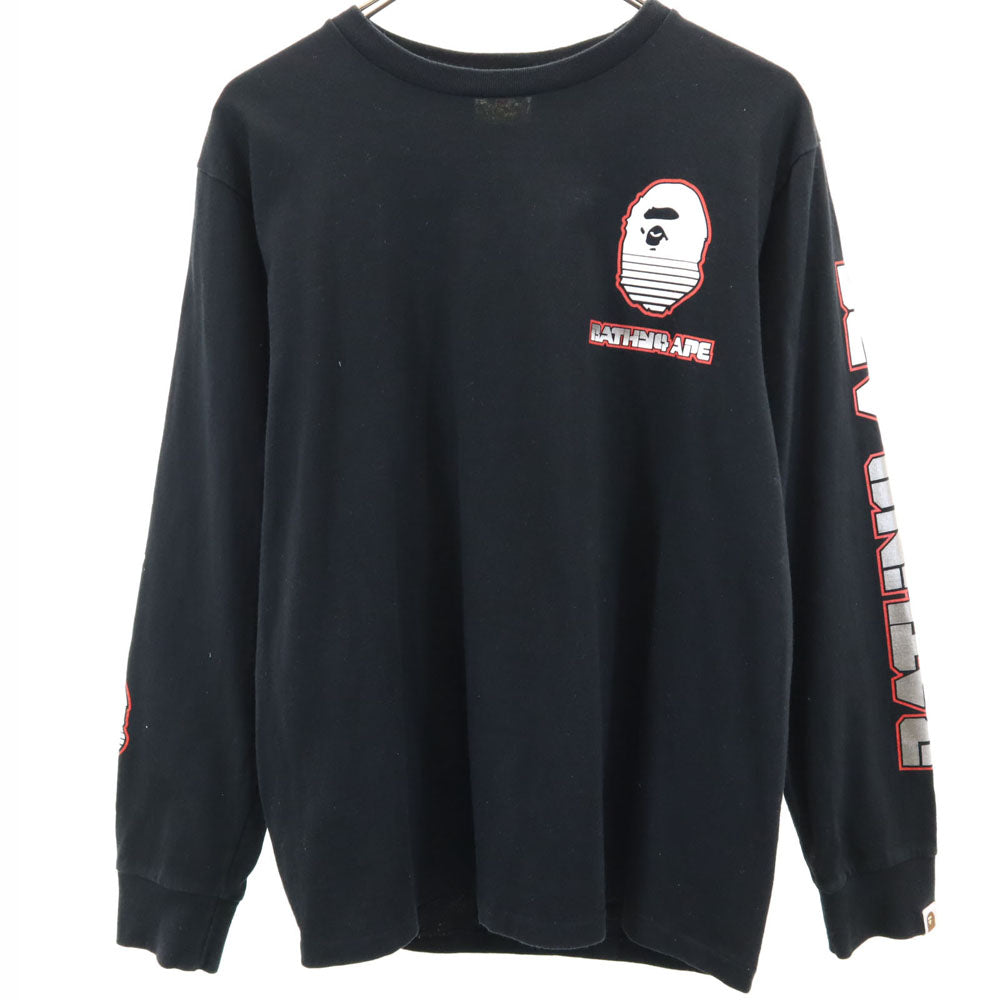 アベイシングエイプ 日本製 長袖 Tシャツ M ブラック A BATHING APE ロンT メンズ