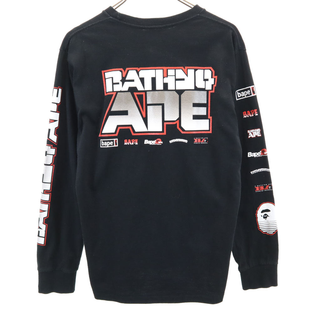 アベイシングエイプ 日本製 長袖 Tシャツ M ブラック A BATHING APE ロンT メンズ