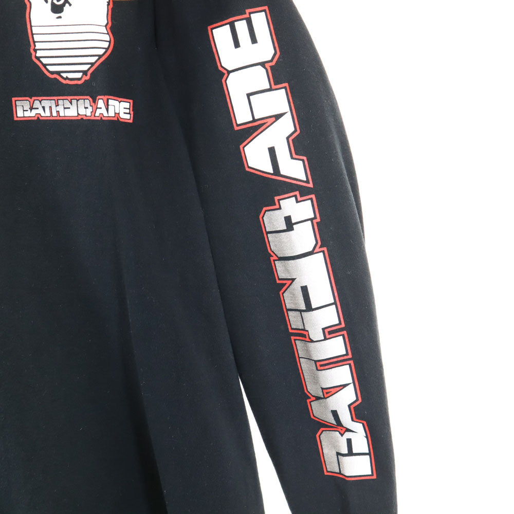 アベイシングエイプ 日本製 長袖 Tシャツ M ブラック A BATHING APE ロンT メンズ