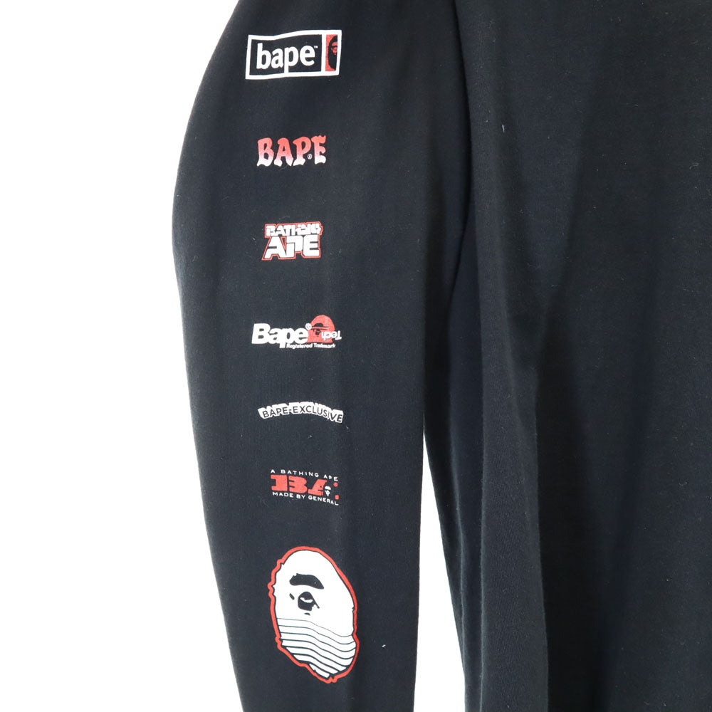 アベイシングエイプ 日本製 長袖 Tシャツ M ブラック A BATHING APE ロンT メンズ