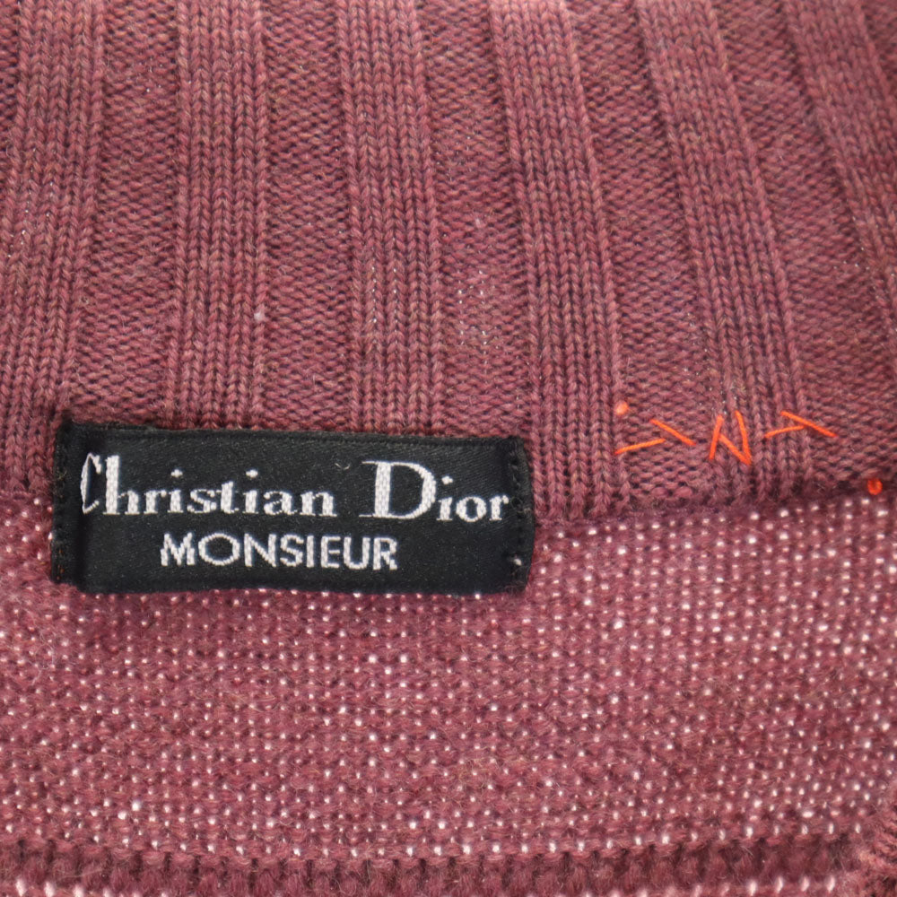 Christian Dior MONSIEUR クリスチャンディオール ムッシュ 90s ウール オールド 長袖 モックネック セーター L ボルドー系 ニット メンズ