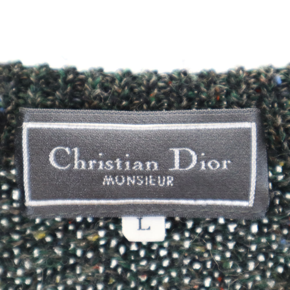 クリスチャンディオール ムッシュ 90s ウールブレンド オールド 長袖 セーター L 深緑 Christian Dior MONSIEUR ニット メランジ メンズ