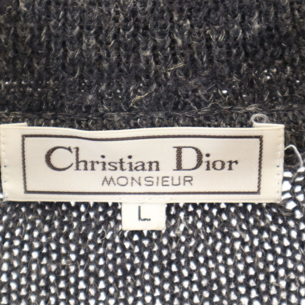Christian Dior MONSIEUR クリスチャンディオール ムッシュ 90s 日本製 ウールブレンド オールド 長袖 セーター L チャコールグレー ニット メンズ