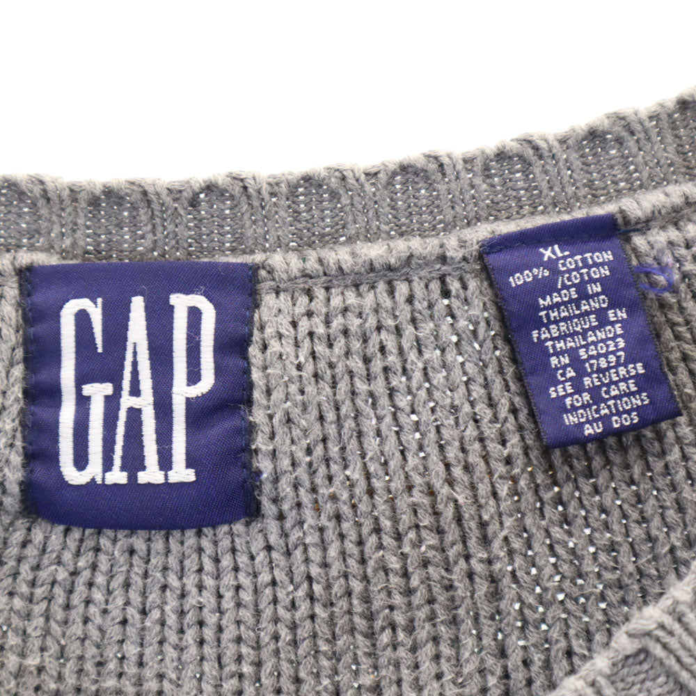 GAP ギャップ 90s オールド チルデン 長袖 Vネック セーター XL グレー ニット レディース