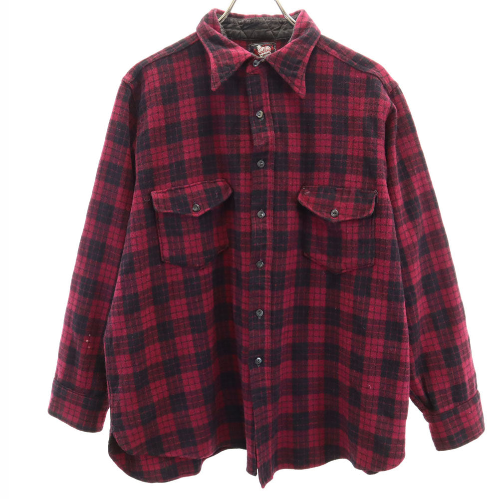 WOOLRICH ウールリッチ 50s ヴィンテージ チェック柄 長袖 シャツ 18 ワインレッド系 メンズ