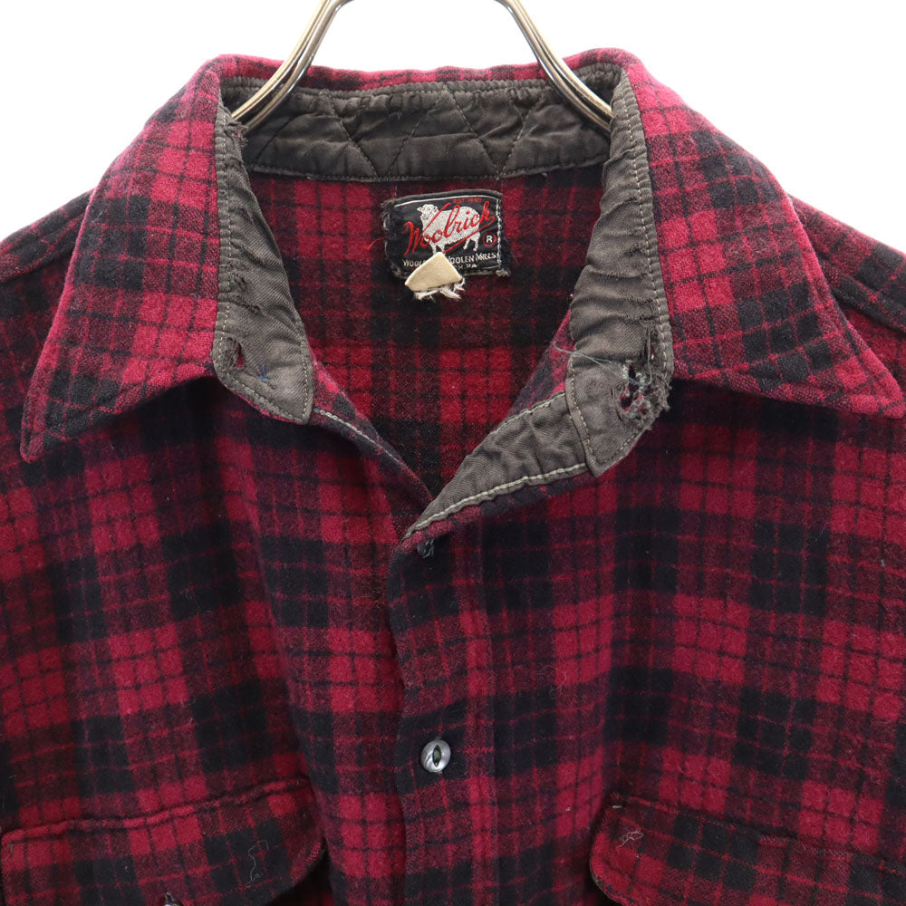 WOOLRICH ウールリッチ 50s ヴィンテージ チェック柄 長袖 シャツ 18 ワインレッド系 メンズ