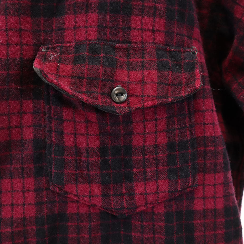 WOOLRICH ウールリッチ 50s ヴィンテージ チェック柄 長袖 シャツ 18 ワインレッド系 メンズ