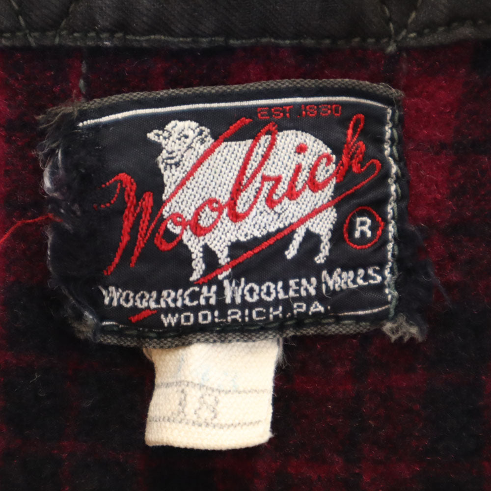WOOLRICH ウールリッチ 50s ヴィンテージ チェック柄 長袖 シャツ 18 ワインレッド系 メンズ