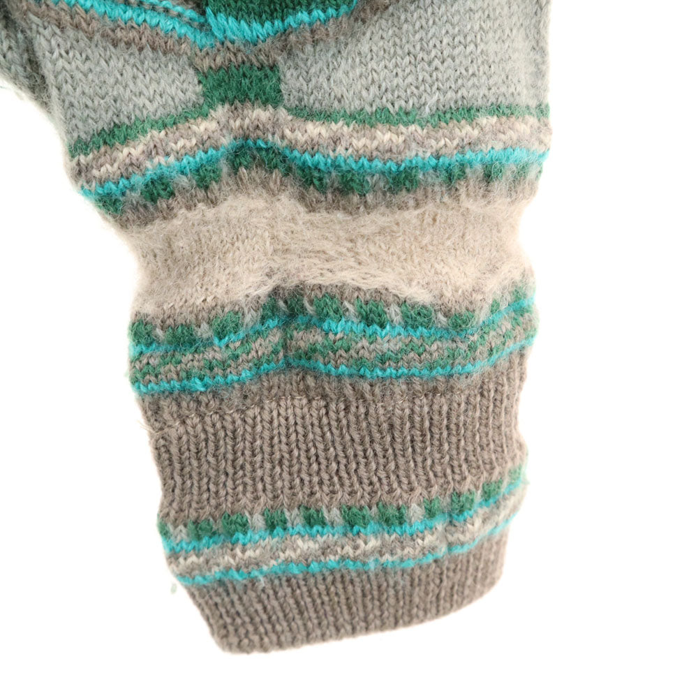 MULGA CLASSICS 90s オールド 総柄 長袖 セーター M グリーン系 3D ニット メンズ