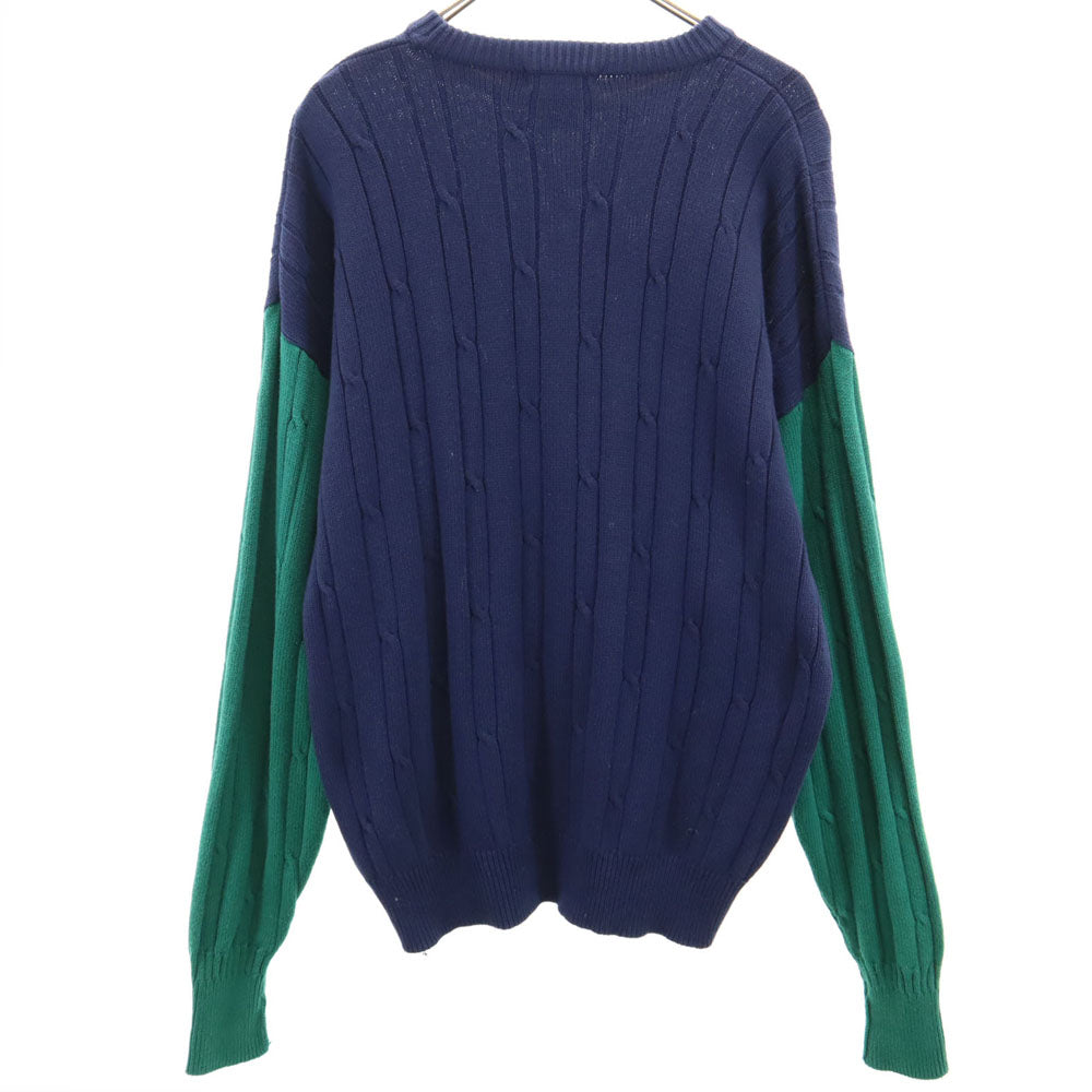 NAUTICA ノーティカ 90s コットン オールド バイカラー 長袖 セーター M ネイビー ニット メンズ