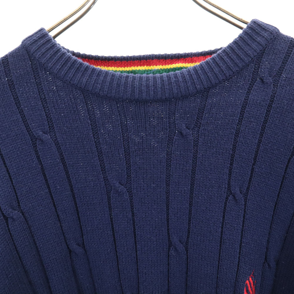NAUTICA ノーティカ 90s コットン オールド バイカラー 長袖 セーター M ネイビー ニット メンズ