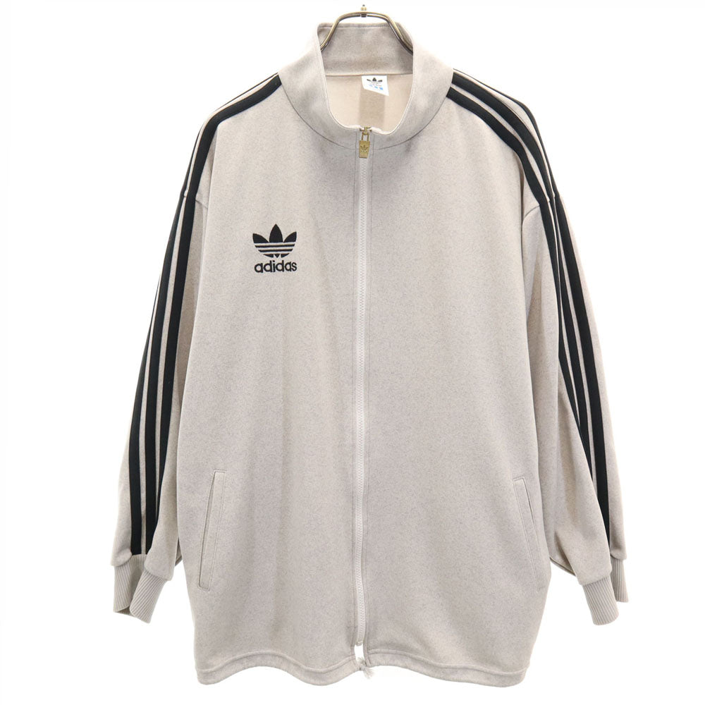 アディダス 80s 日本製 デサント製 ヴィンテージ トレフォイルロゴ トラックジャケット L-O グレー adidas メンズ