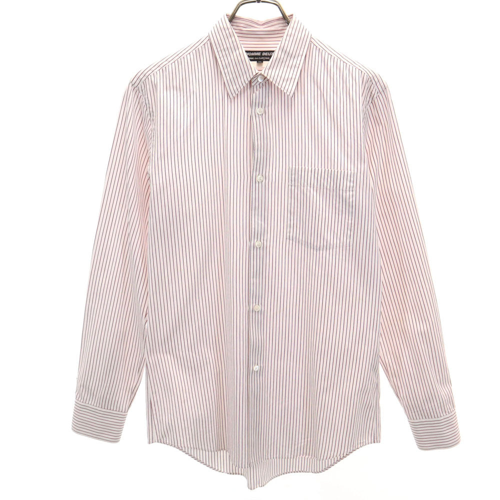 COMME des GARCONS HOMME DEUX コムデギャルソンオムドゥ 2012年 日本製 ストライプ柄 長袖 シャツ XS ホワイト メンズ