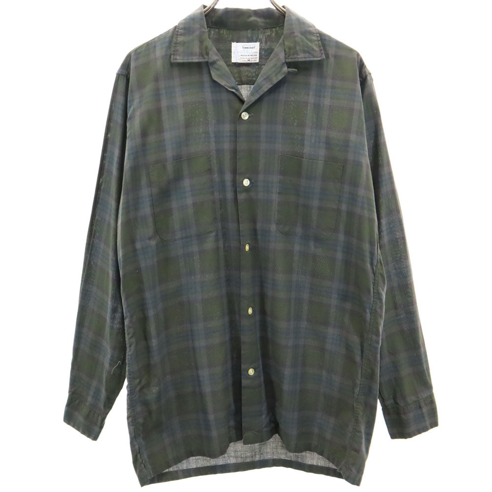 PENNEYS ペニーズ 60s タウンクラフト ヴィンテージ 開襟 オープンカラー チェック柄 長袖 オープンカラーシャツ M チャコールグレー 他 メンズ