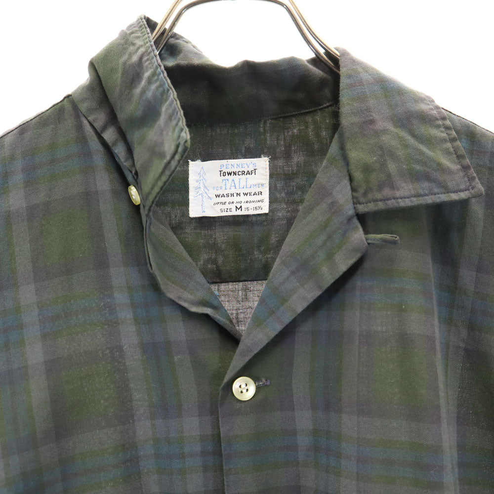 PENNEYS ペニーズ 60s タウンクラフト ヴィンテージ 開襟 オープンカラー チェック柄 長袖 オープンカラーシャツ M チャコールグレー 他 メンズ