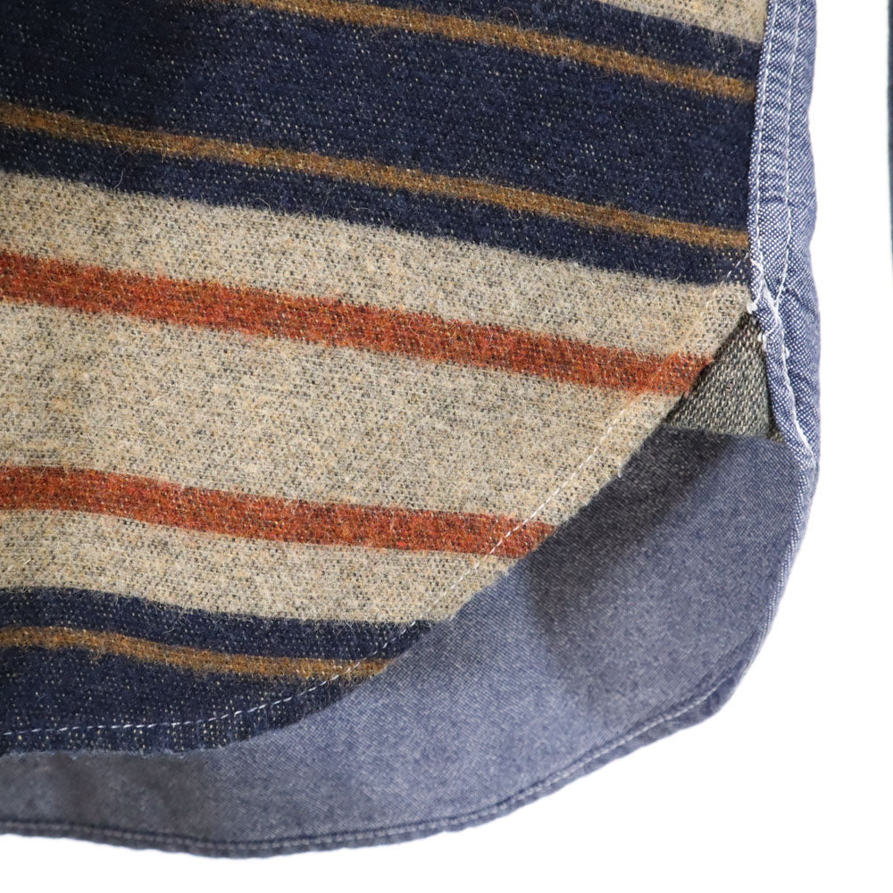 COMME des GARCONS HOMME コムデギャルソンオム 2013年 日本製 ボーダー柄 長袖 シャンブレーシャツ XS ネイビー 他 メンズ