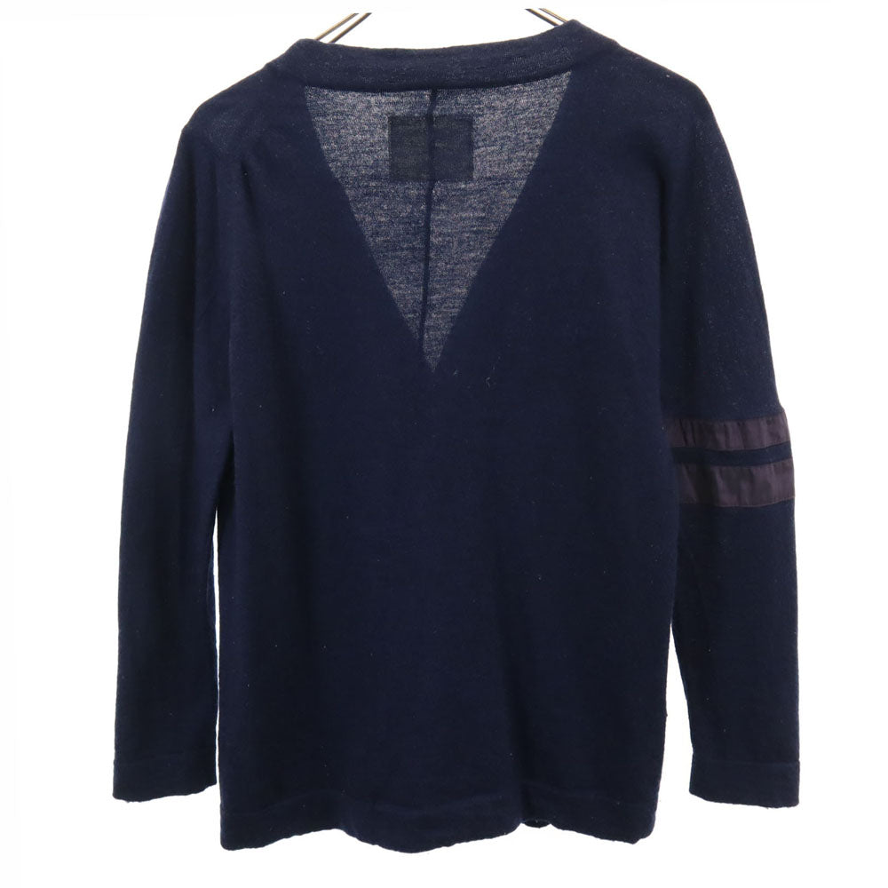Sacai サカイ 日本製 長袖 Vネック ニットカーディガン 2 ネイビー レディース