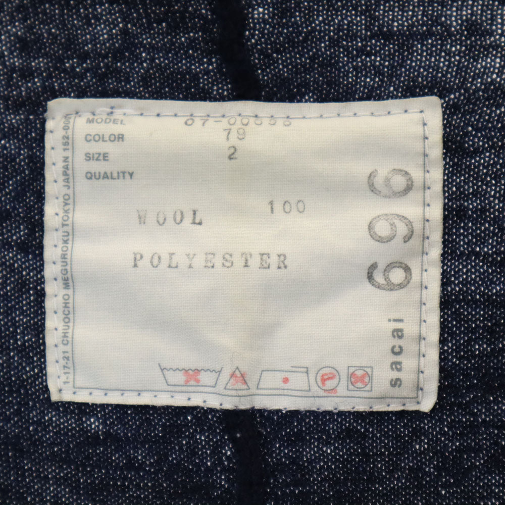 Sacai サカイ 日本製 長袖 Vネック ニットカーディガン 2 ネイビー レディース