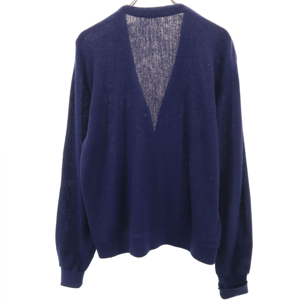 LACOSTE ラコステ 70s 80s ヴィンテージ 長袖 Vネック ニットカーディガン ネイビー メンズ