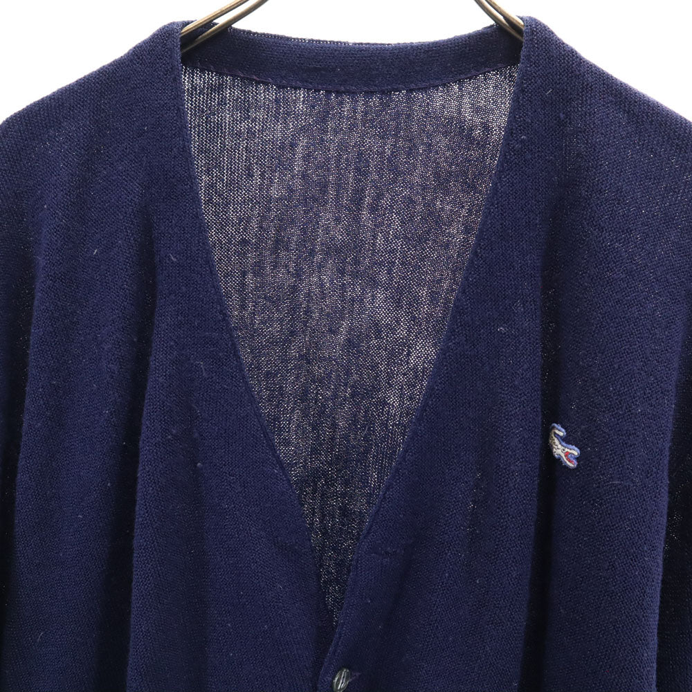 LACOSTE ラコステ 70s 80s ヴィンテージ 長袖 Vネック ニットカーディガン ネイビー メンズ