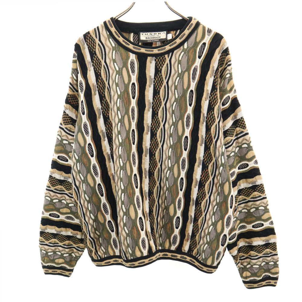 tundra ツンドラ 90s カナダ製 オールド 長袖 3D ニット XL ベージュ 他 セーター メンズ