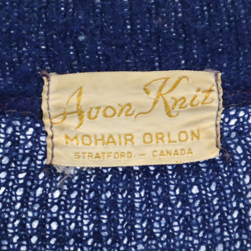 Auon Knit 70s 80s ヴィンテージ 長袖 ニットカーディガン 青紺 レディース
