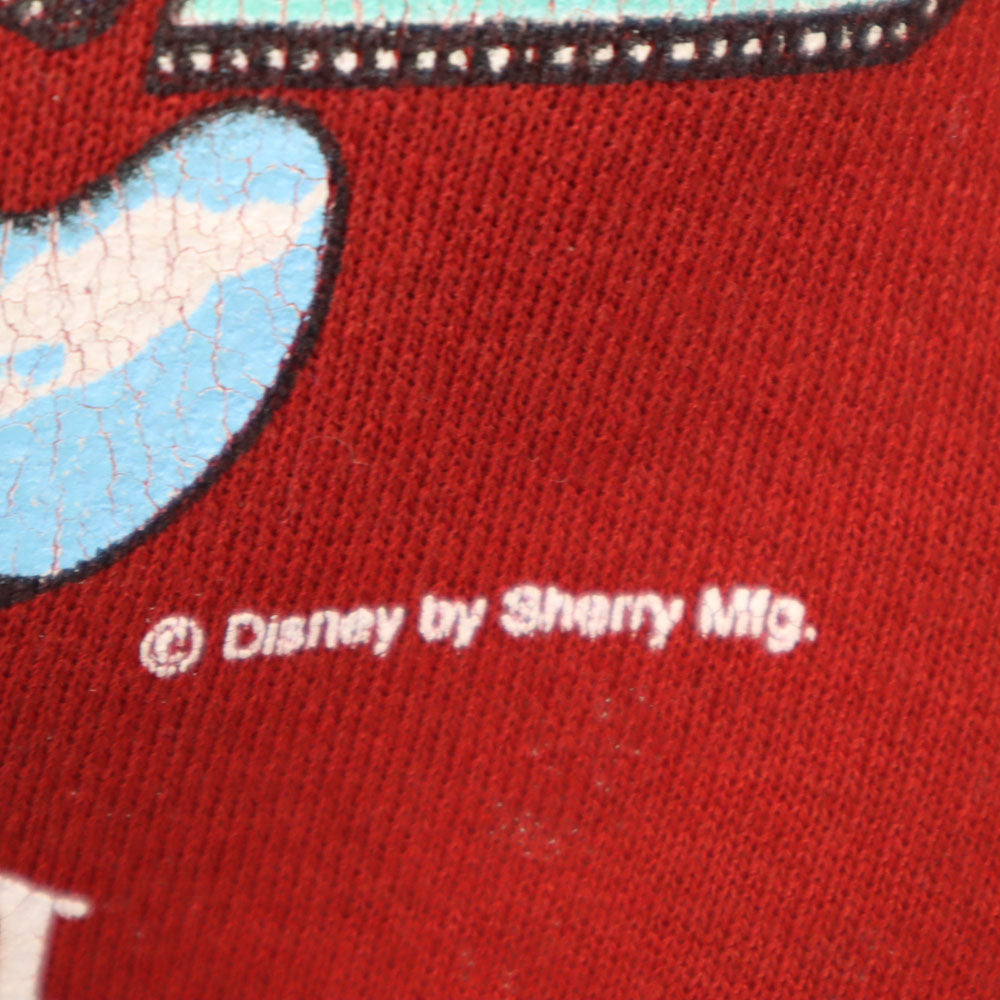 JERZEES ジャージーズ 90s USA製 オールド パズル ミッキーマウス 長袖 スウェット トレーナー L レッド Disney ディズニー クラック加工 メンズ