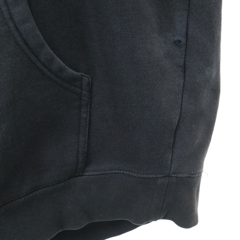 HUF ハフ × スラッシャー コラボ バックプリント 長袖 スウェットパーカー M ブラック × THRASHER 裏起毛 プルオーバー メンズ