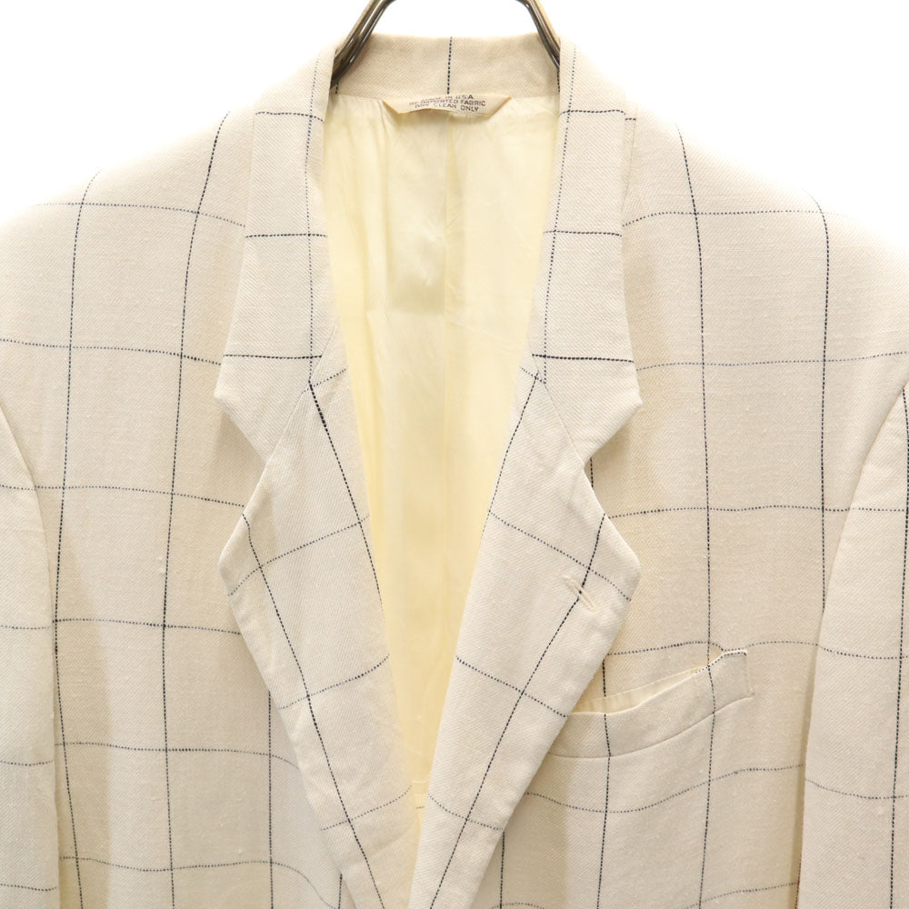 YVES SAINT LAURENT イヴサンローラン 90s USA製 オールド ウィンドウペン チェック柄 テーラードジャケット 36S ホワイト ブレザー メンズ