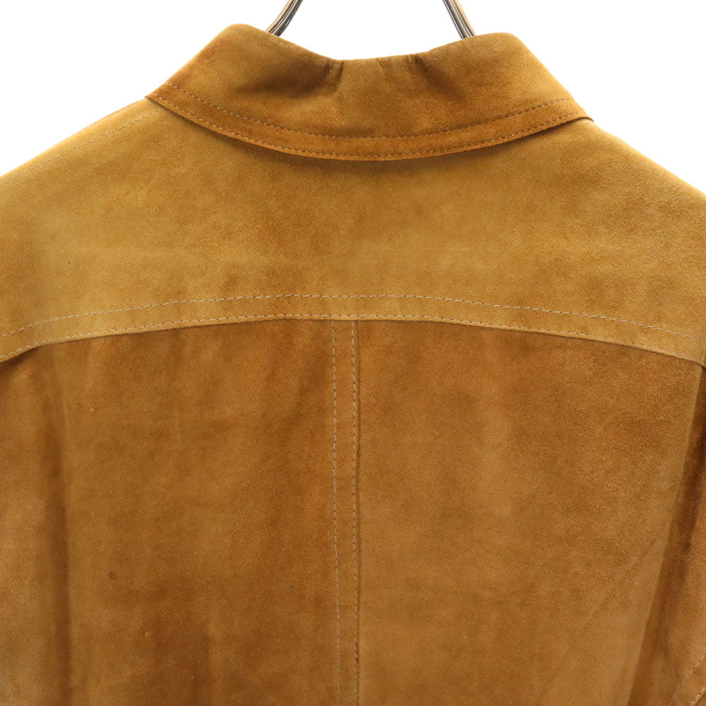 VINTAGE ヴィンテージ 70s 長袖 スエードレザー シャツ ブラウン ヌバック メンズ