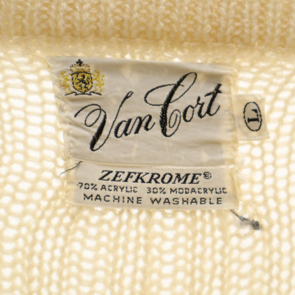 Van Cort 70s 80s アクリル ヴィンテージ ノルディック柄 長袖 セーター L アイボリー系 ニット メンズ