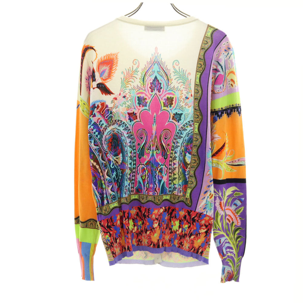 エトロ イタリア製 総柄 長袖 ニットカーディガン 42 アイボリー系 ETRO レディース