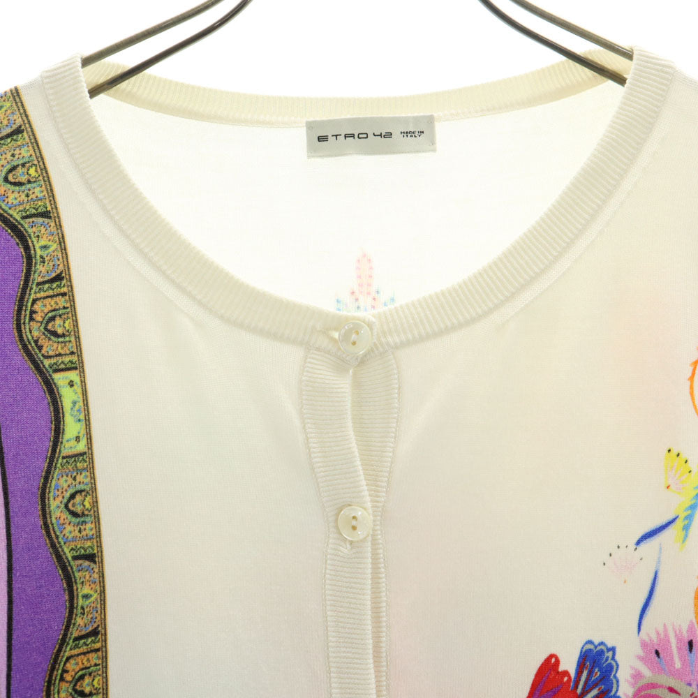 エトロ イタリア製 総柄 長袖 ニットカーディガン 42 アイボリー系 ETRO レディース