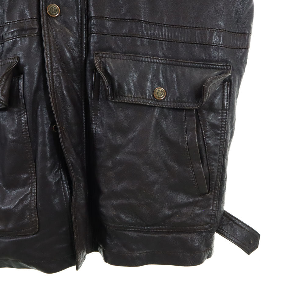 GELEONE ガレオネ レザーコート F ダークブラウン メンズ