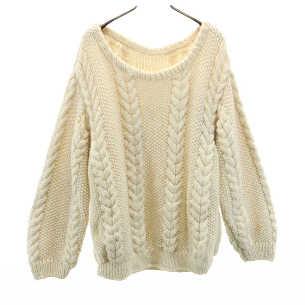 OLD オールド 長袖 フィッシャーマン セーター アイボリー ニット ケーブル編み レディース