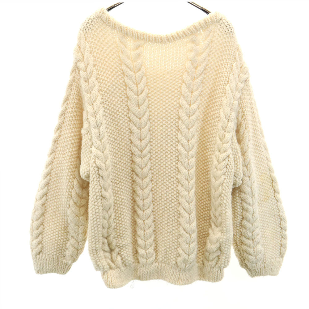 OLD オールド 長袖 フィッシャーマン セーター アイボリー ニット ケーブル編み レディース
