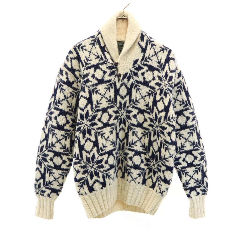 POLO COUNTRY RALPH LAUREN ポロカントリー ラルフローレン 90s ウール オールド ハンドニット ノルディック柄 長袖 セーター M アイボリー ニット メンズ