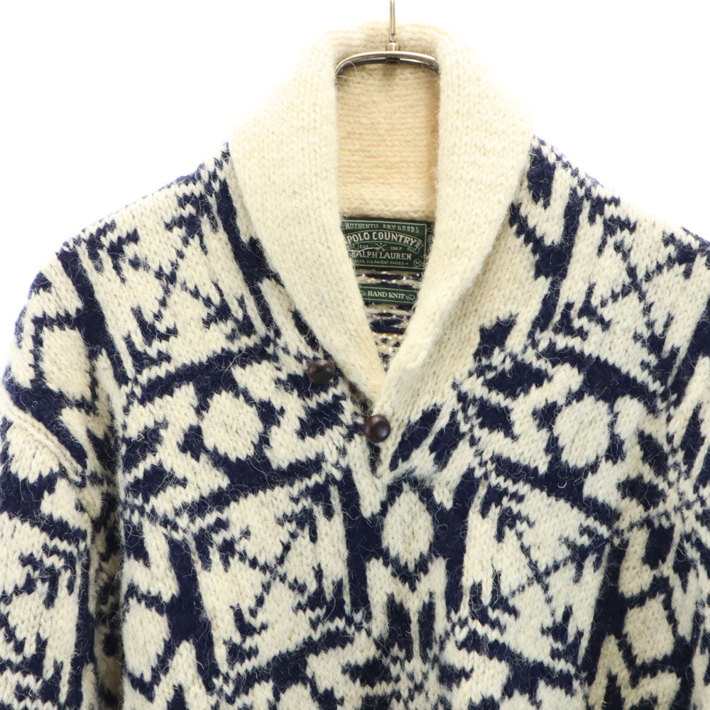POLO COUNTRY RALPH LAUREN ポロカントリー ラルフローレン 90s ウール オールド ハンドニット ノルディック柄 長袖 セーター M アイボリー ニット メンズ