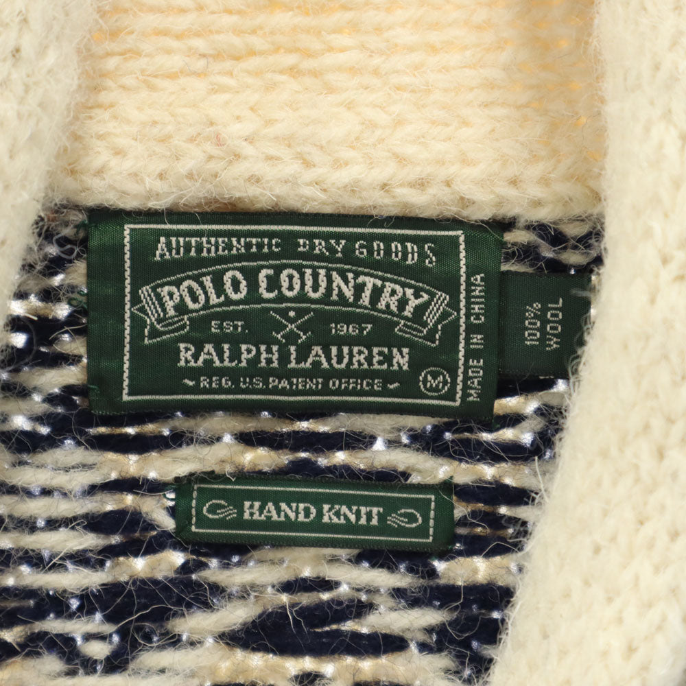 POLO COUNTRY RALPH LAUREN ポロカントリー ラルフローレン 90s ウール オールド ハンドニット ノルディック柄 長袖 セーター M アイボリー ニット メンズ