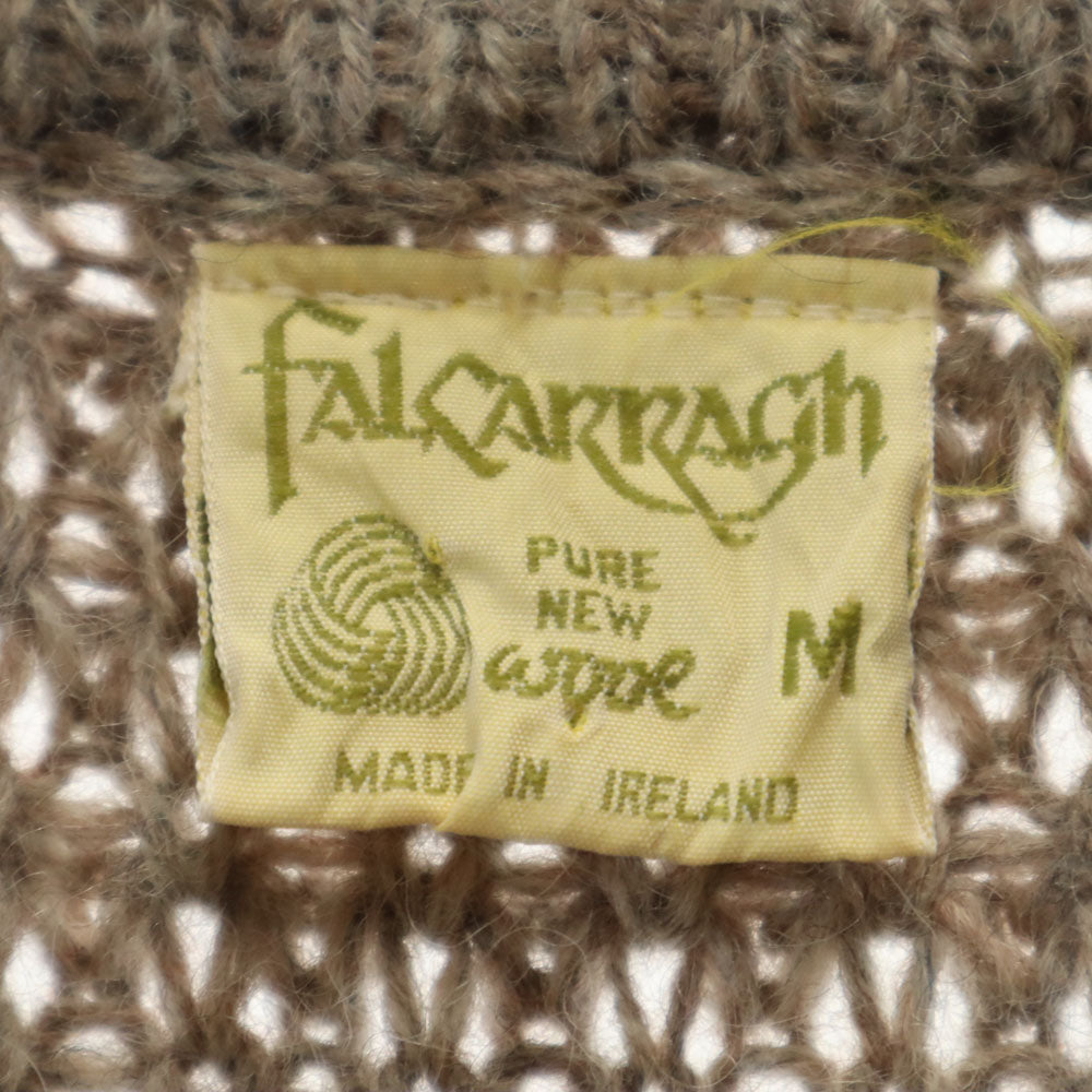 80s 90s アイルランド製 オールド 長袖 セーター M グレージュ ニット レディース