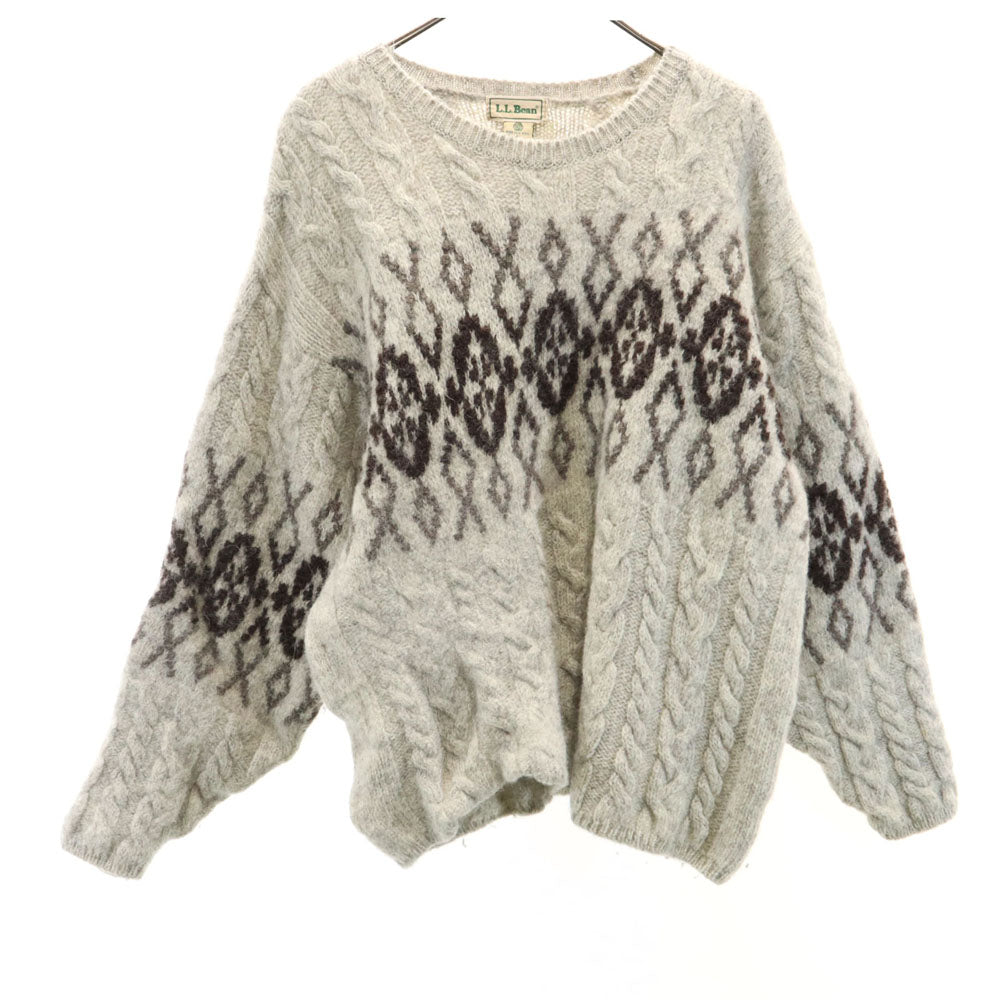 L.L.Bean エルエルビーン 80s スコットランド製 ヴィンテージ 長袖 セーター L グレー ニット メンズ